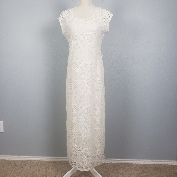 ROUTE 66 Open Knit Maxi Dress Sz XS Boho Feminine - Picture 2 of 11